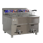 Commercial Double Tank Natural Gas Fryer 17L+17L with Dual Drain Taps Countertop - GF182