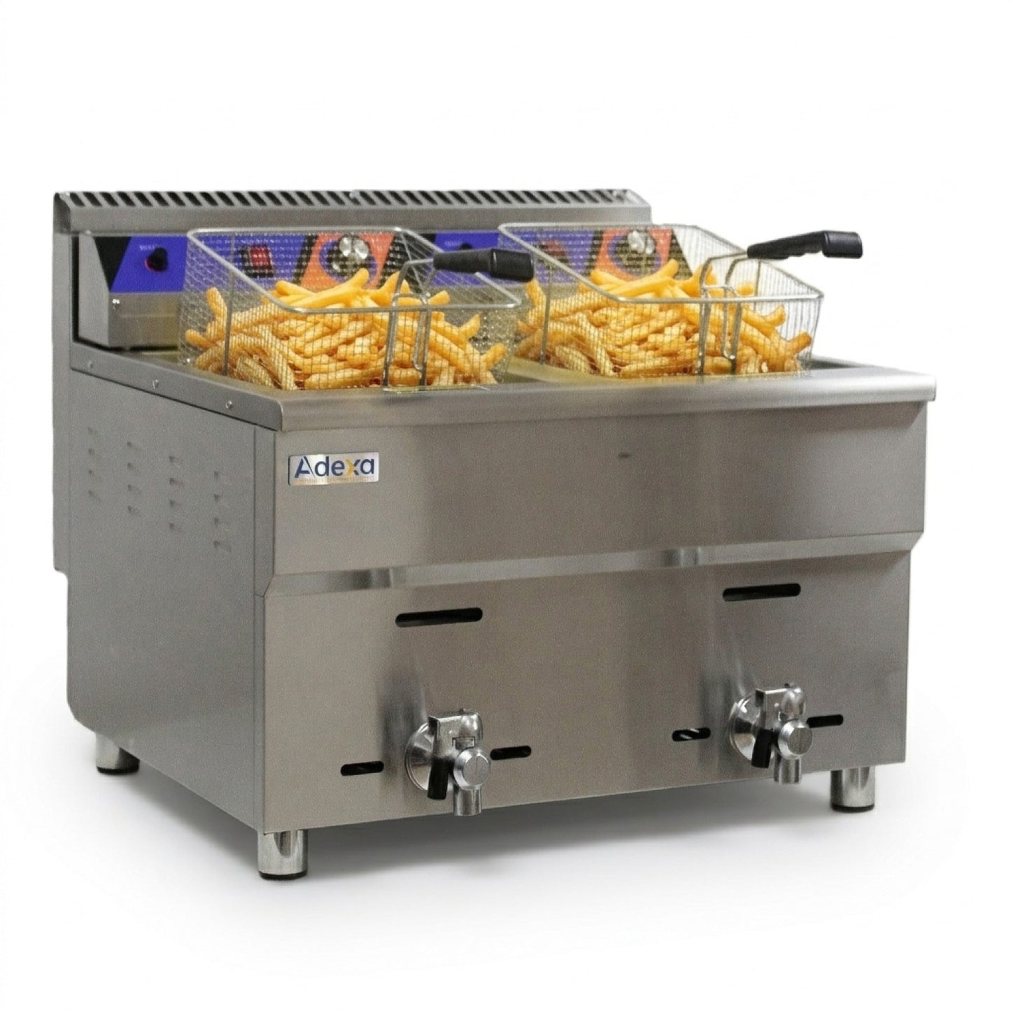 Commercial Double Tank Natural Gas Fryer 17L+17L with Dual Drain Taps Countertop - GF182