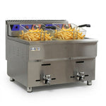 Commercial Double Tank Natural Gas Fryer 17L+17L with Dual Drain Taps Countertop - GF182