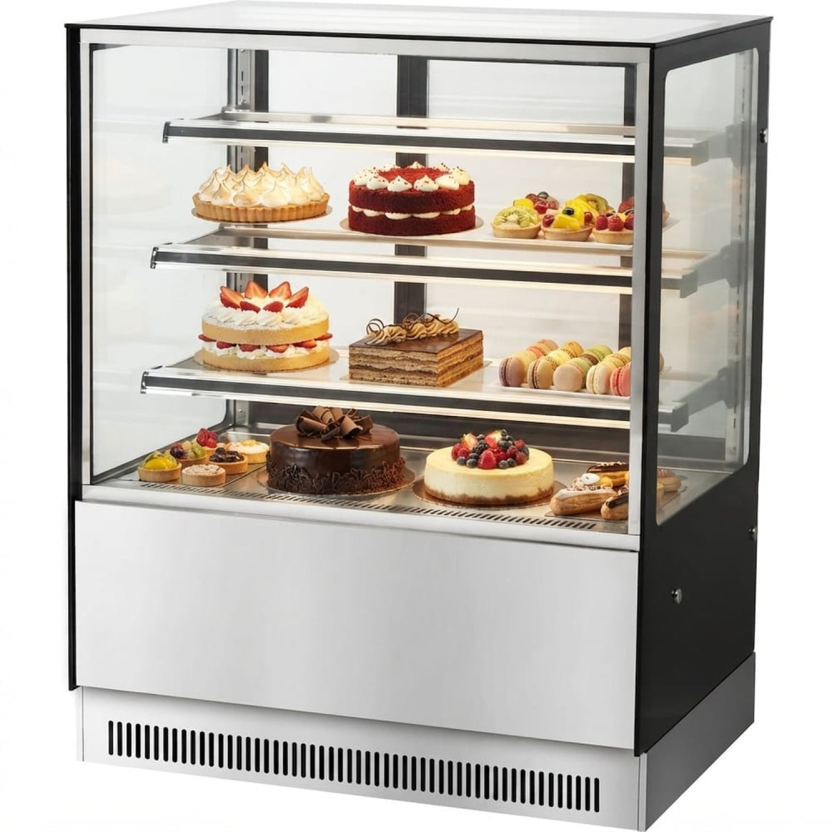 Cake counter 1000x730x1300mm 3 shelves Stainless steel base LED - GN1000RF3