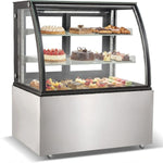 Cake counter Curved front 1200x730x1200mm 2 shelves Stainless steel base LED - GN1200CF2