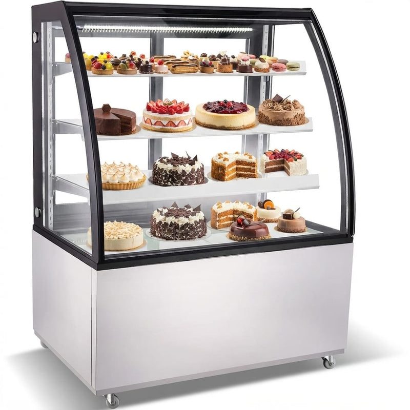 Cake counter Curved front 1200x730x1300mm 3 shelves Stainless steel base LED - GN1200CF3