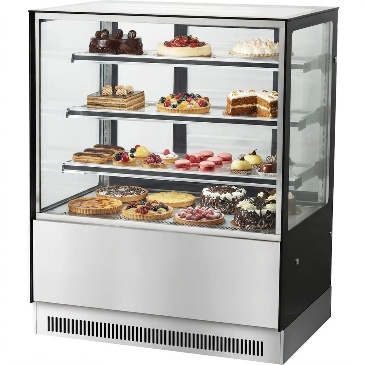 Cake counter 1200x730x1300mm 3 shelves Stainless steel base LED - GN1200RF3