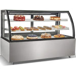 Cake counter Curved front 1500x730x1200mm 2 shelves Stainless steel base LED - GN1500CF2