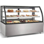 Cake counter Curved front 1800x730x1200mm 2 shelves Stainless steel base LED - GN1800CF2