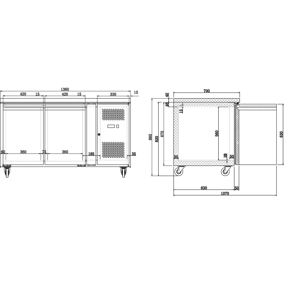 Commercial Refrigerated Counter 4 drawers Depth 700mm - 4DRG21V