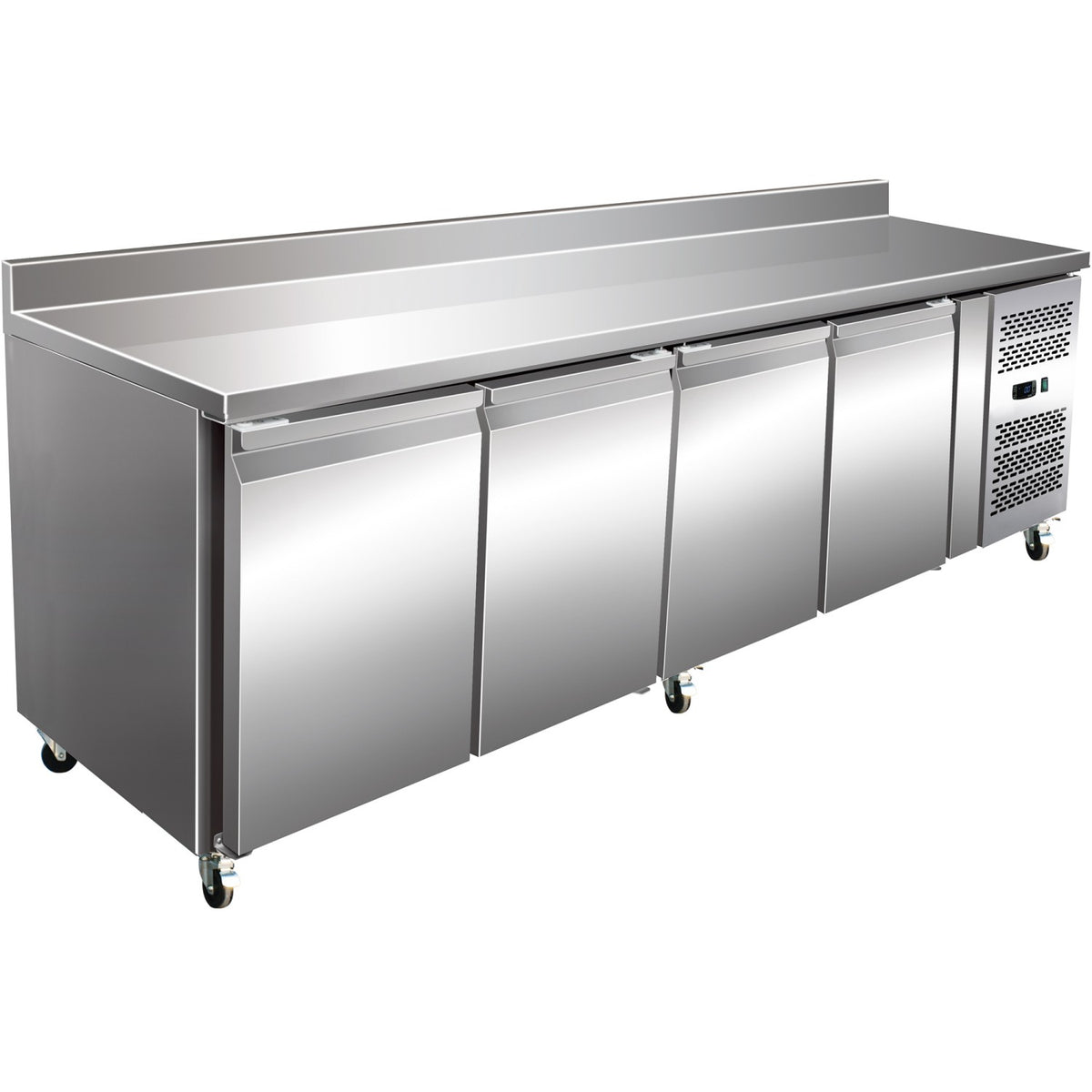 Commercial Refrigerated Counter with Upstand 4 doors Depth 600mm - THSNACK4200TN