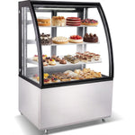 Cake counter Curved front 900x730x1300mm 3 shelves Stainless steel base LED - GN900CF3