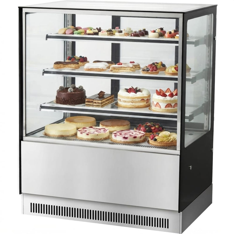 Cake counter 900x730x1300mm Stainless steel base 3 shelves LED - GN900RF3