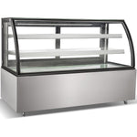 Cake counter Curved front 1500x730x1200mm 2 shelves Stainless steel base LED - GN1500CF2