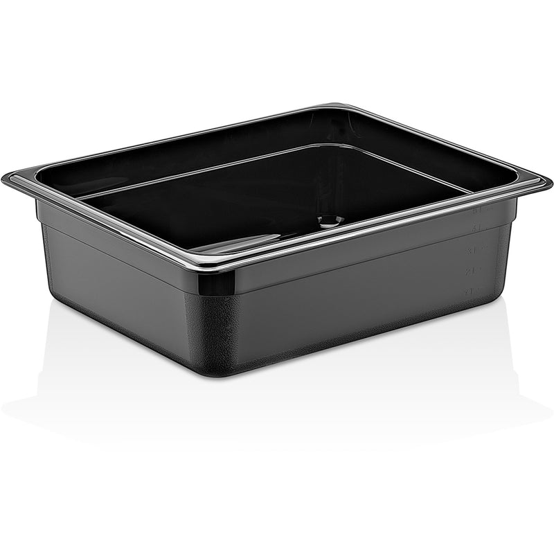 Polycarbonate Gastronorm Pan GN1/2 Depth 100mm Black 5 litres - GNP12100B