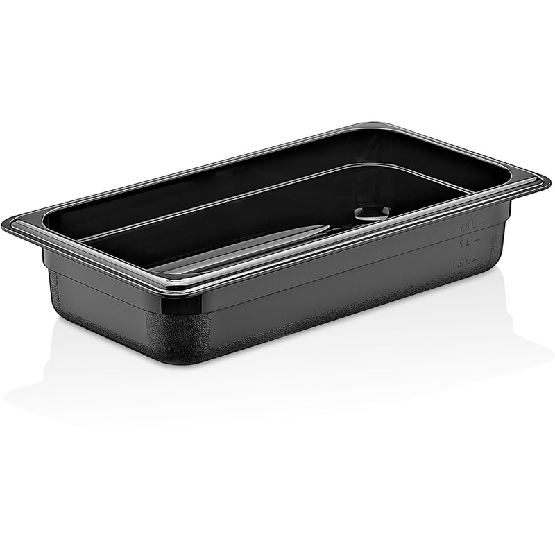 Polycarbonate Gastronorm Pan GN1/3 Depth 65mm Black 2 litres - GNP1365B
