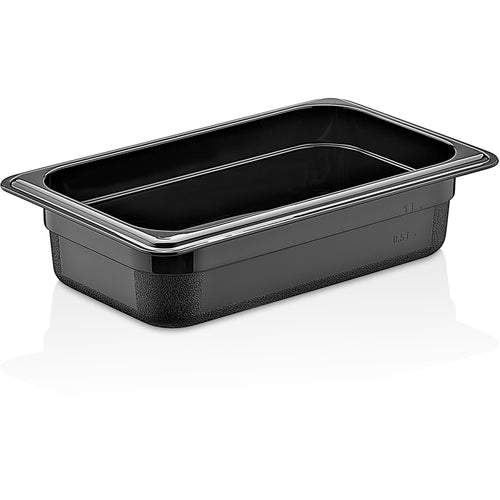 Polycarbonate Gastronorm Pan GN1/4 Depth 65mm Black 1.5 litres - GNP1465B