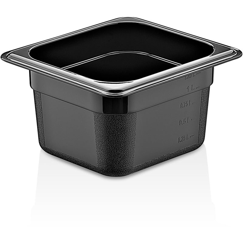 Polypropylene Gastronorm Pan GN1/6 Depth 200mm Black - GNPP16200B