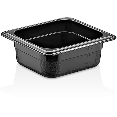 Polycarbonate Gastronorm Pan GN1/6 Depth 65mm Black 0.75 litres - GNP1665B