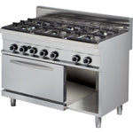 Professional Gas range Gas oven & open base 6 burners 36kW+6kW | Hotmax 700 GR732 - GR732