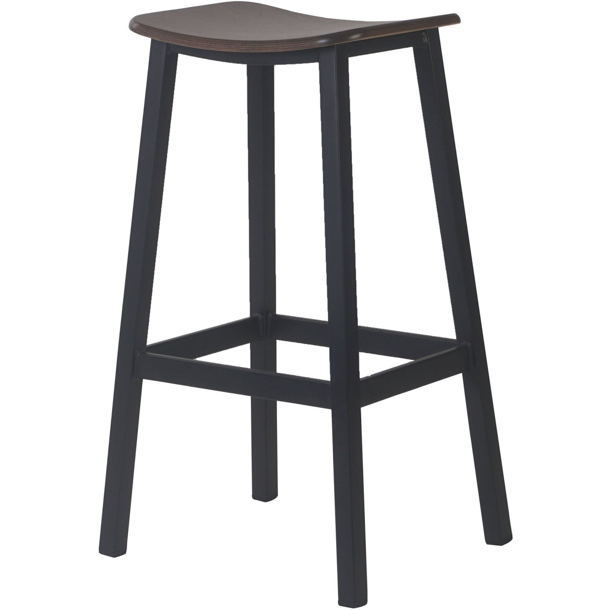 Black Steel Barstool with Walnut seat - GS60502