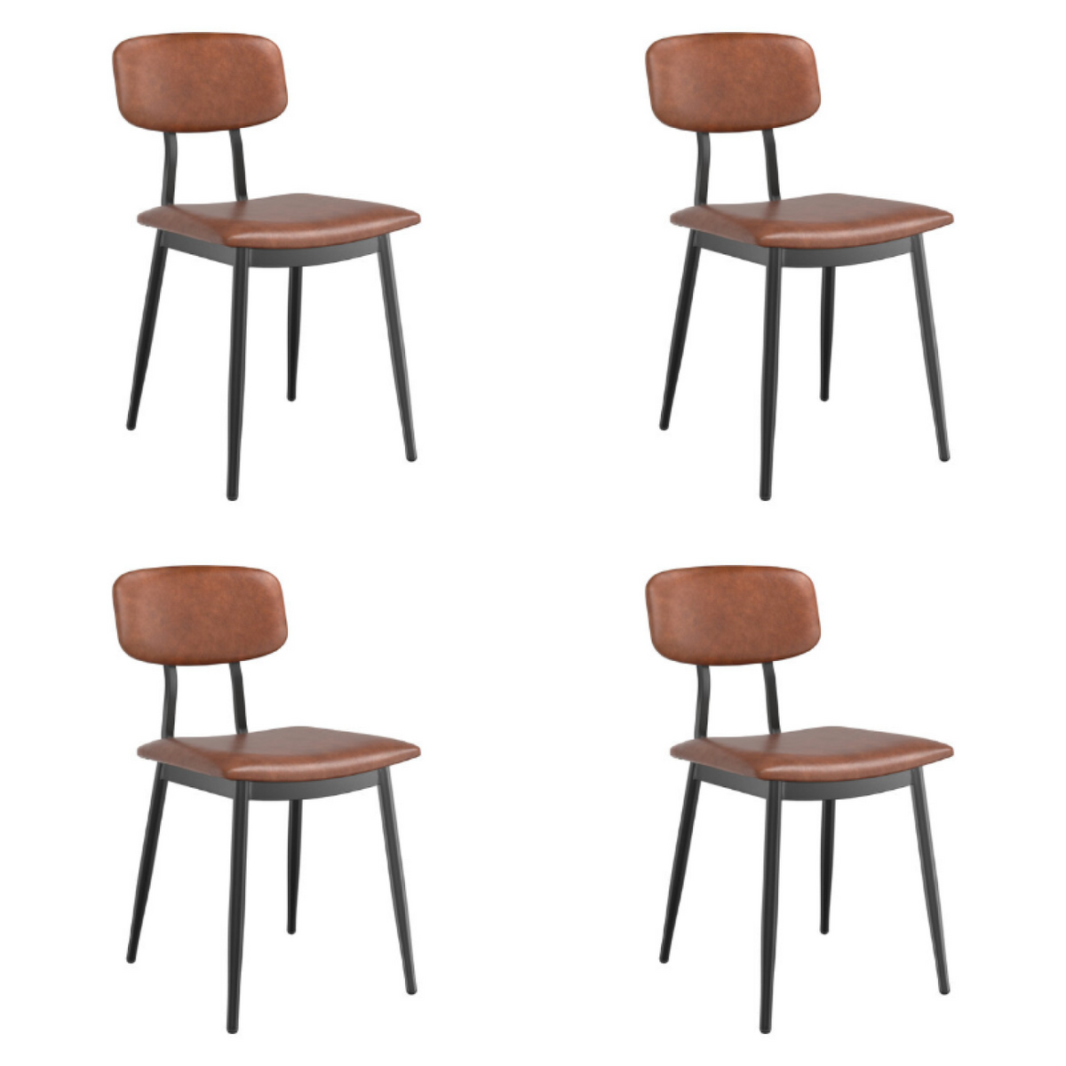 Black Steel Chair with Brown Vinyl Cushion Seat & Brown Vinyl Back - GS60606BROWNCUSHSEATBROWNBACK