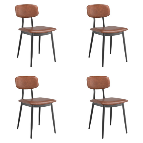 Black Steel Chair with Brown Vinyl Cushion Seat & Brown Vinyl Back - GS60606BROWNCUSHSEATBROWNBACK