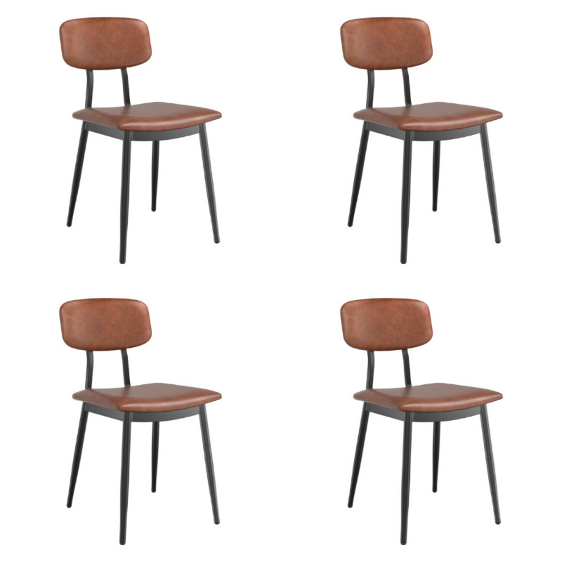Black Steel Chair with Brown Vinyl Cushion Seat & Brown Vinyl Back - GS60606BROWNCUSHSEATBROWNBACK