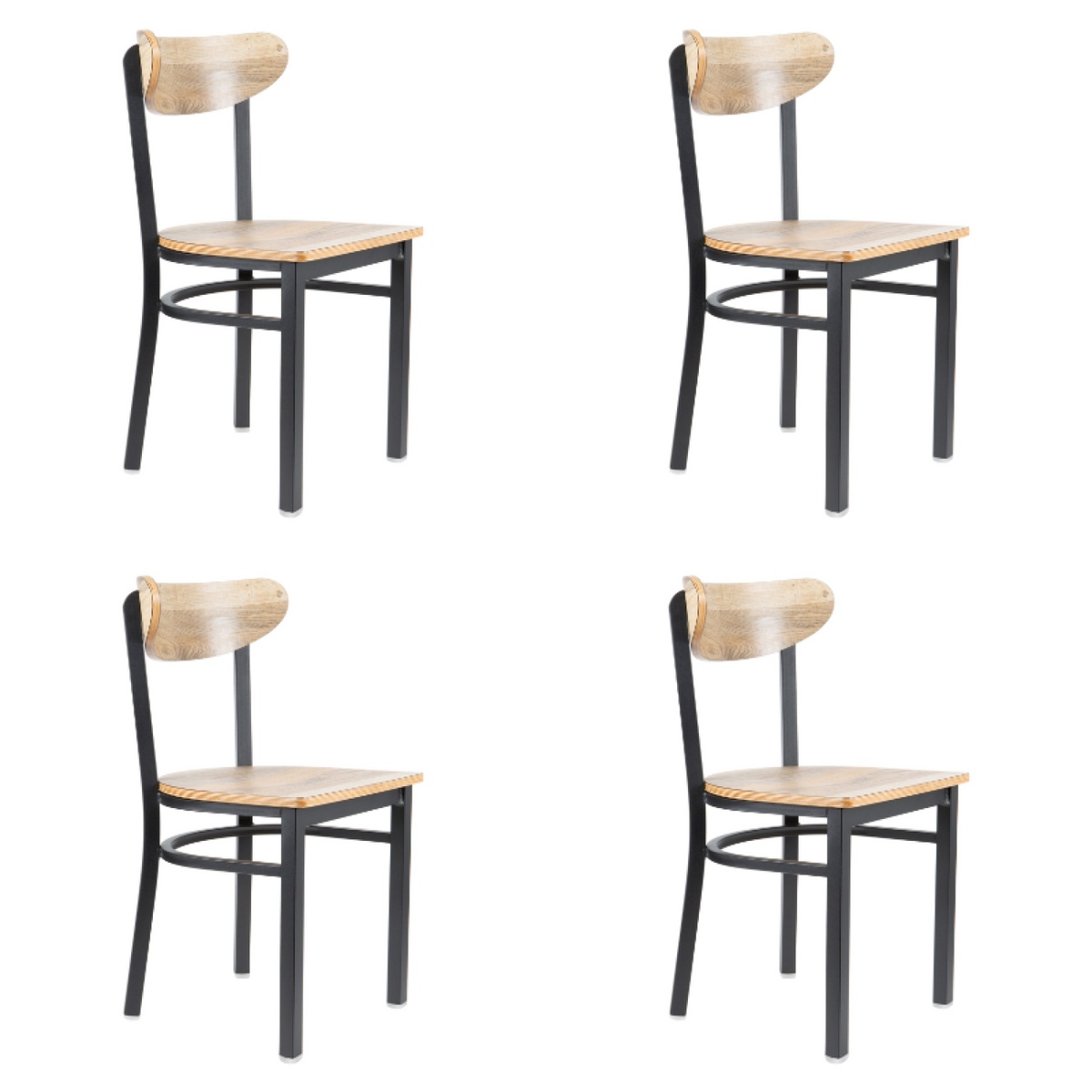 Black Steel Chair with Driftwood Seat & Driftwood Back - GS65VDWSDWB
