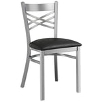 Steel Cross Back Chair with Black Vinyl Cushion Seat - GS6F0BSSTEELCUSHSEAT