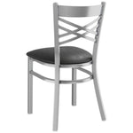 Steel Cross Back Chair with Black Vinyl Cushion Seat - GS6F0BSSTEELCUSHSEAT