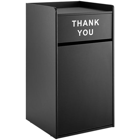 Commercial Rubbish Bin Cabinet & Tray Shelf 'Thank You' Black