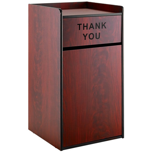Commercial Rubbish Bin Cabinet & Tray Shelf 'Thank You' Mahogany