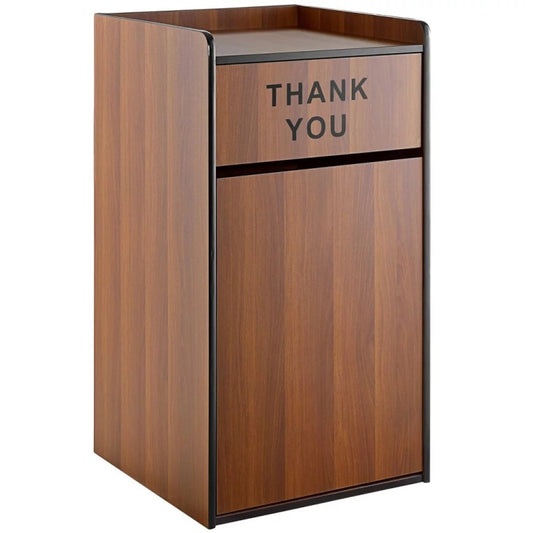Commercial Rubbish Bin Cabinet & Tray Shelf 'Thank You' Walnut