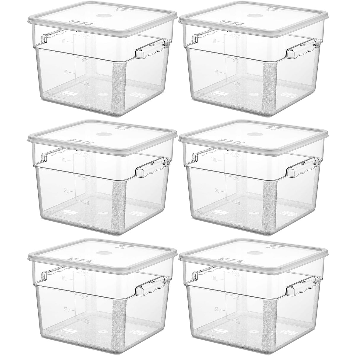 Pack of 6 Food storage Container with lid 11.4 litre 290x300x212mm Polypropylene | GSPP12+GSPPL12 - GSPP12-GSPPL12