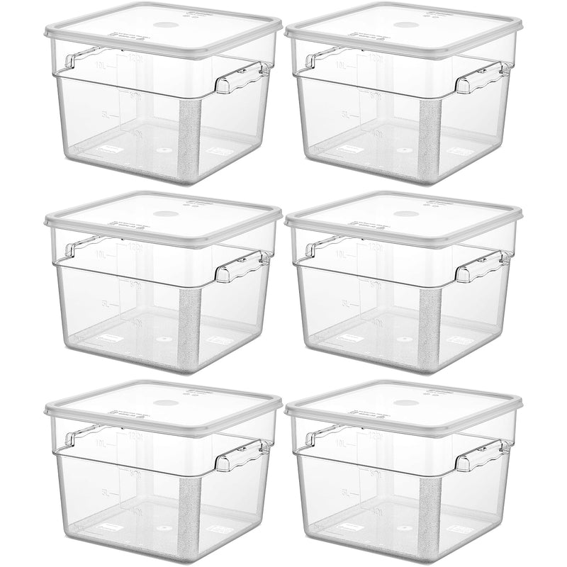 Pack of 6 Food storage Container with lid 11.4 litre 290x300x212mm Polypropylene | GSPP12+GSPPL12 - GSPP12-GSPPL12
