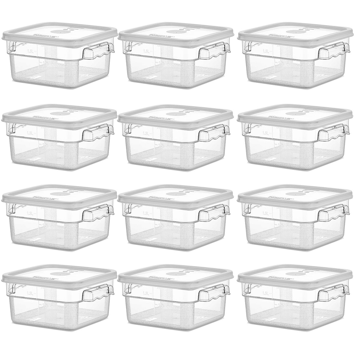 Pack of 12 Food storage Container with lid 1.9 litre 201x189x97mm Polypropylene | GSPP2+GSPPL2 - GSPP2-GSPPL2