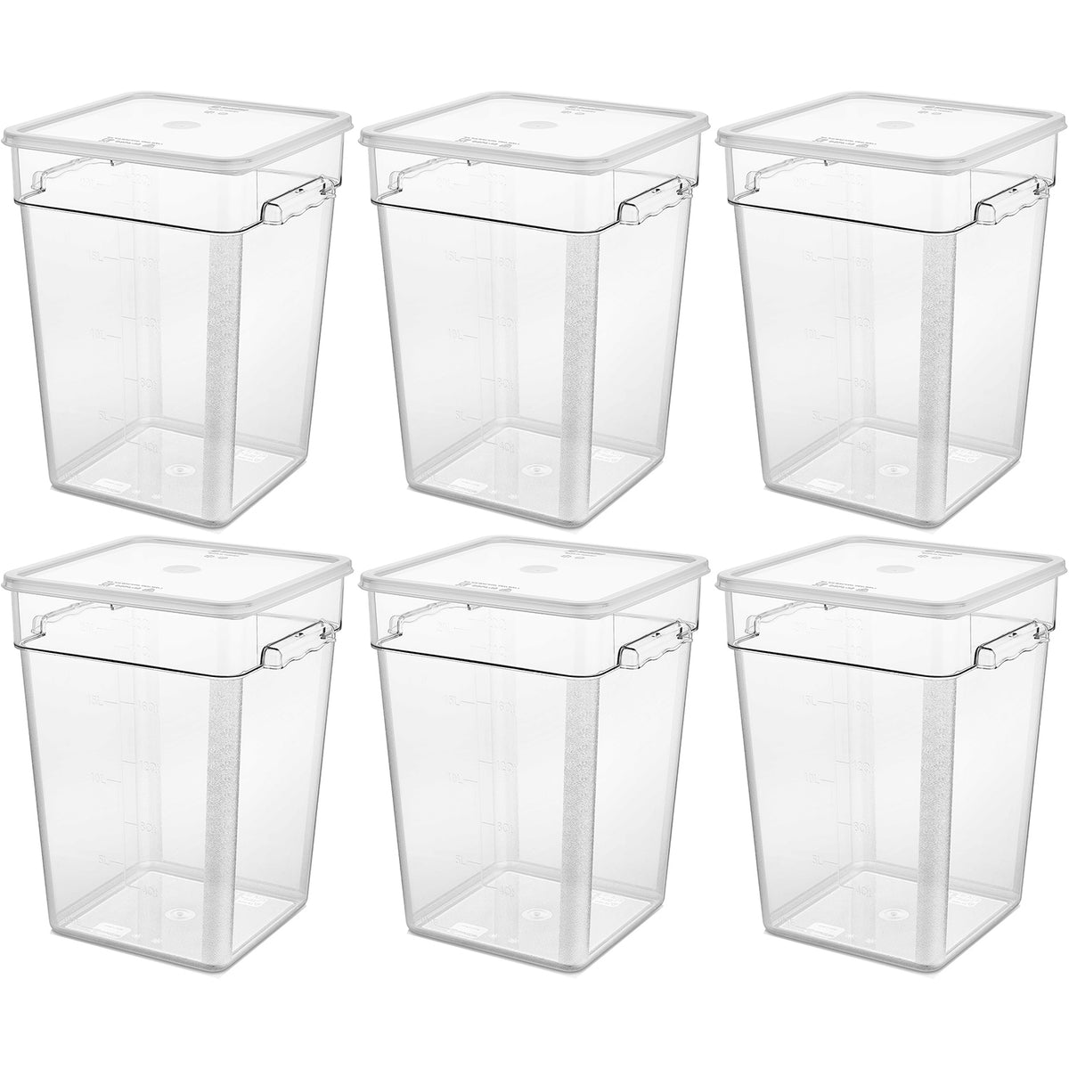 Pack of 6 Food storage Container with lid 20.8 litre 290x300x400mm Polypropylene | GSPP22+GSPPL12 - GSPP22-GSPPL12