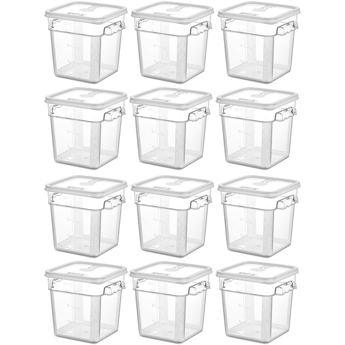 Pack of 12 Food storage Container with lid 3.8 litre 201x189x187mm Polypropylene | GSPP4+GSPPL2 - GSPP4-GSPPL2