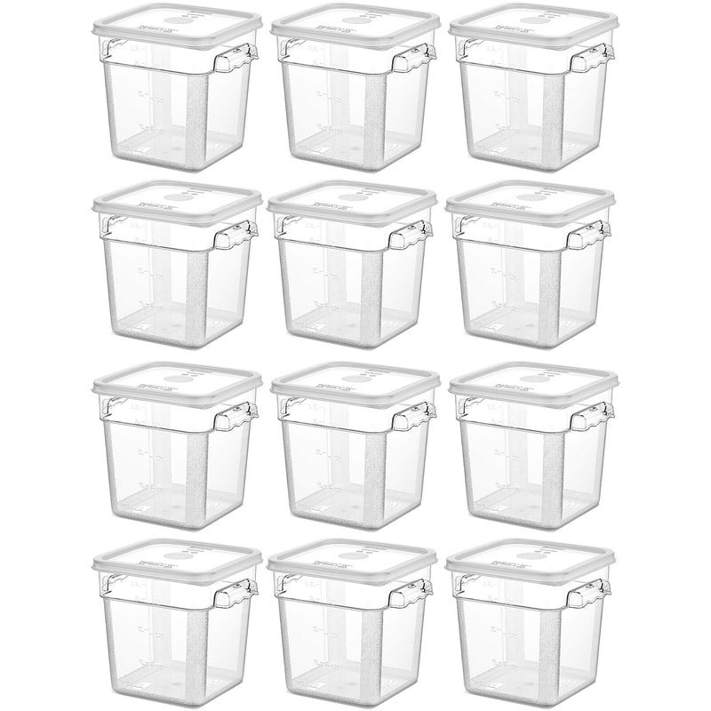Pack of 12 Food storage Container with lid 3.8 litre 201x189x187mm Polypropylene | GSPP4+GSPPL2 - GSPP4-GSPPL2