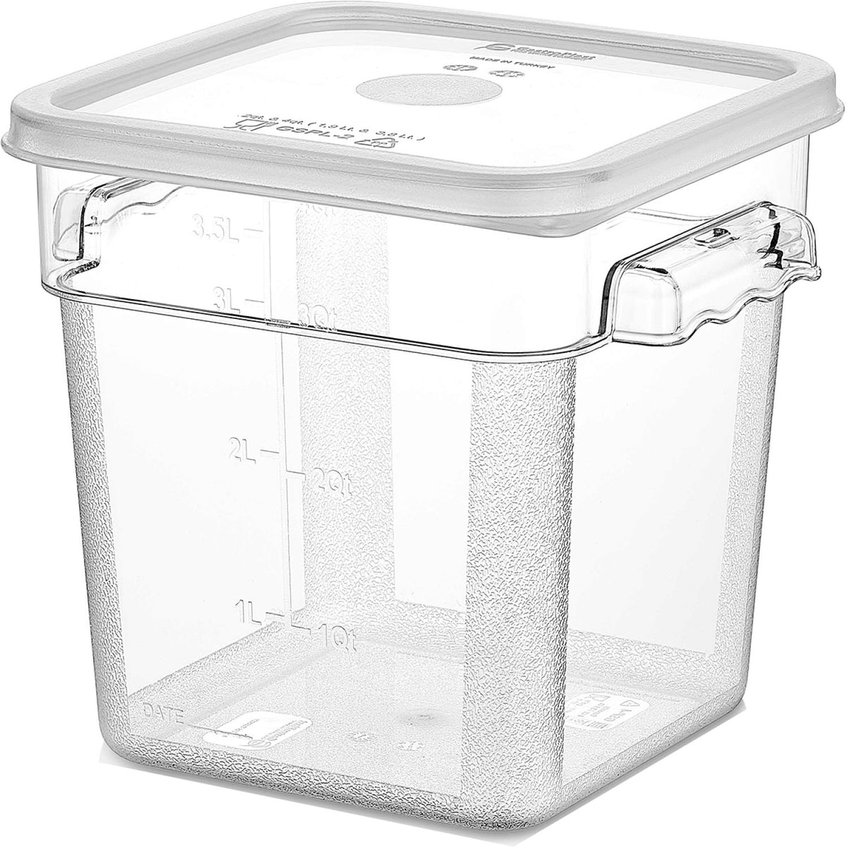 Pack of 12 Food storage Container with lid 3.8 litre 201x189x187mm Polypropylene | GSPP4+GSPPL2 - GSPP4-GSPPL2