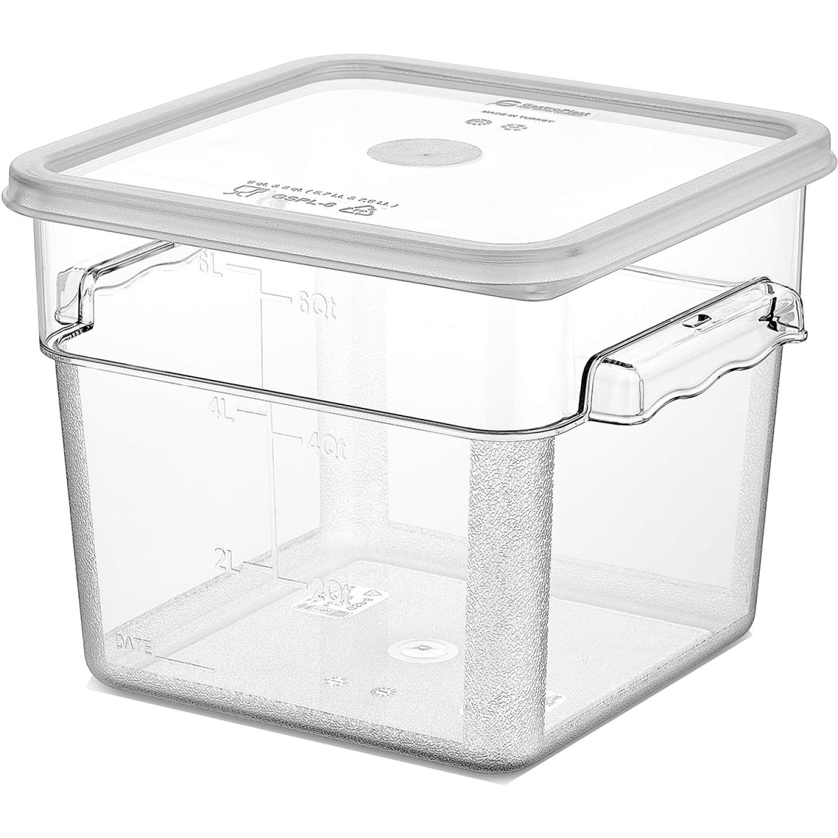 Pack of 12 Food storage Container with lid 5.7 litre 242x232x191mm Polypropylene | GSPP6+GSPPL6 - GSPP6-GSPPL6