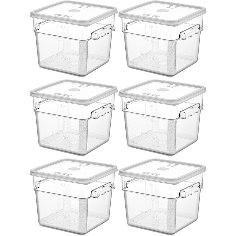 Pack of 12 Food storage Container with lid 5.7 litre 242x232x191mm Polypropylene | GSPP6+GSPPL6 - GSPP6-GSPPL6