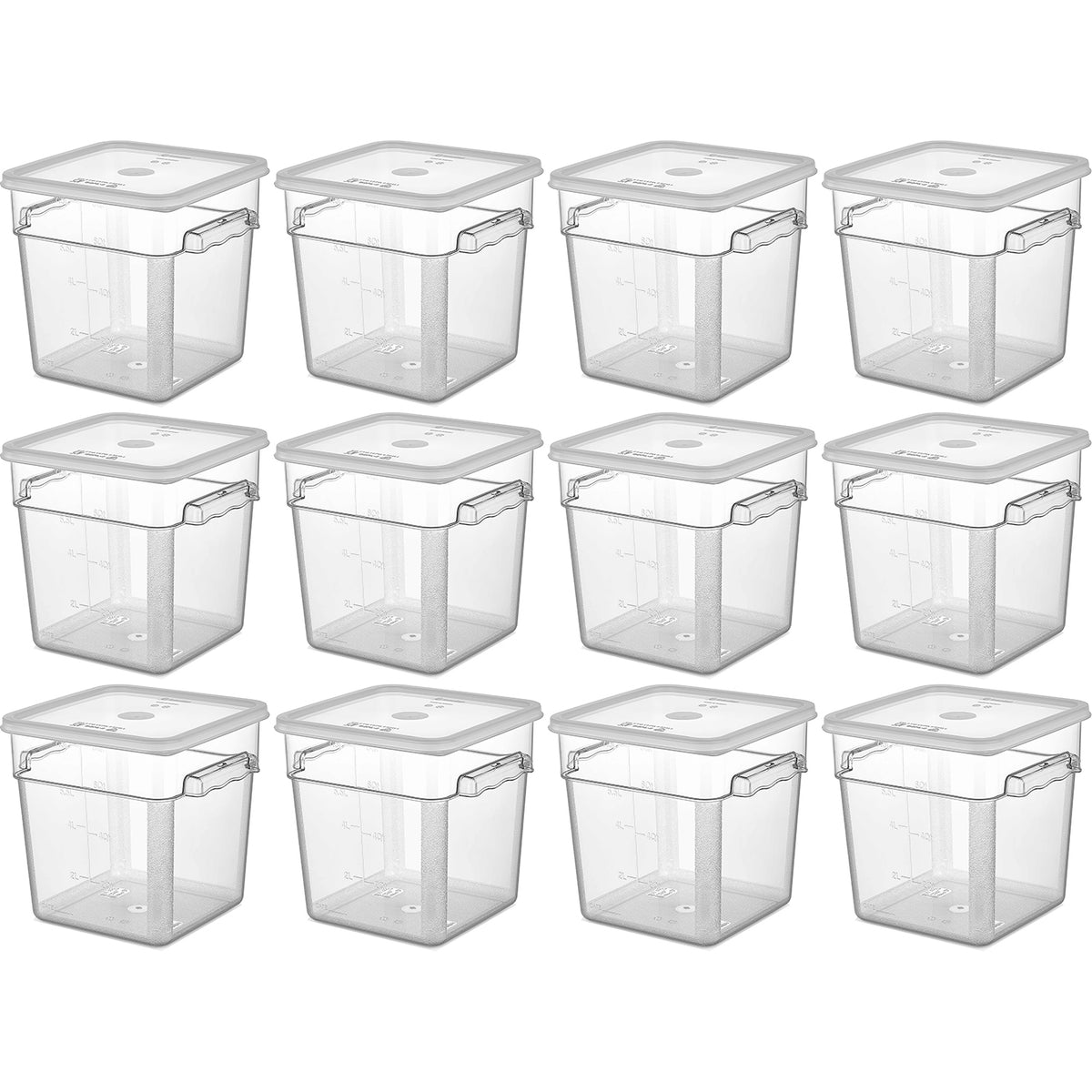 Pack of 12 Food storage Container with lid 7.6 litre 242x232x232mm Polypropylene | GSPP8+GSPPL6 - GSPP8-GSPPL6