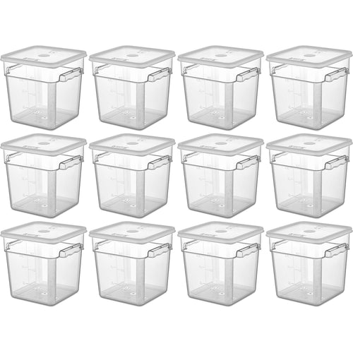 Pack of 12 Food storage Container with lid 7.6 litre 242x232x232mm Polypropylene | GSPP8+GSPPL6 - GSPP8-GSPPL6