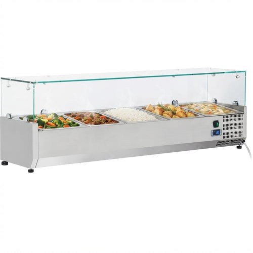 Refrigerated Servery Prep Top 1400mm 6xGN1/3 Depth 380mm Glass top - GT514