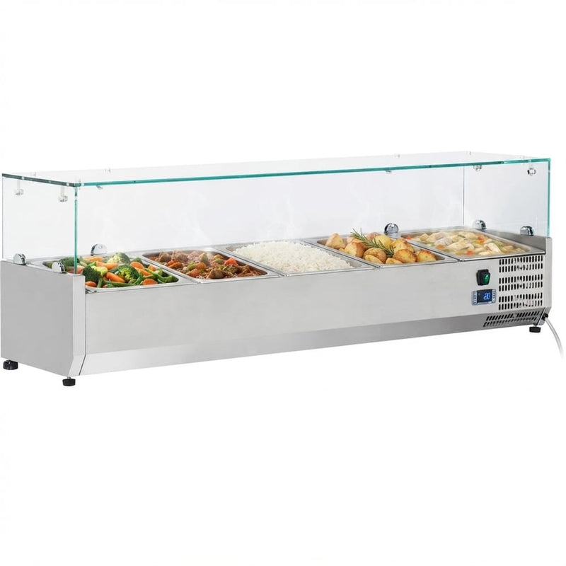 Refrigerated Servery Prep Top 1400mm 6xGN1/3 Depth 380mm Glass top - GT514