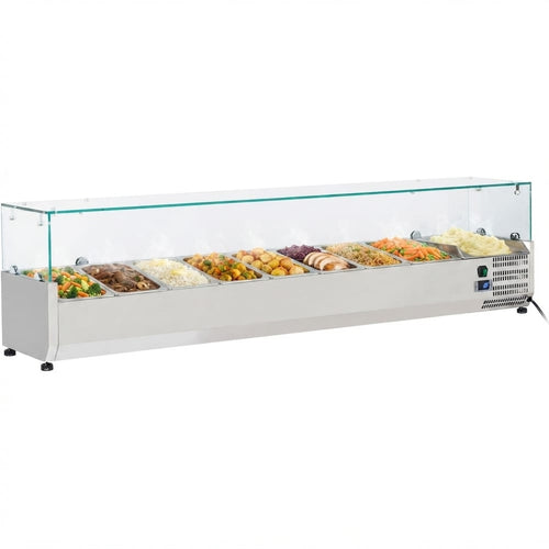 Refrigerated Servery Prep Top 1800mm 8xGN1/3 Depth 380mm Glass top - GT518