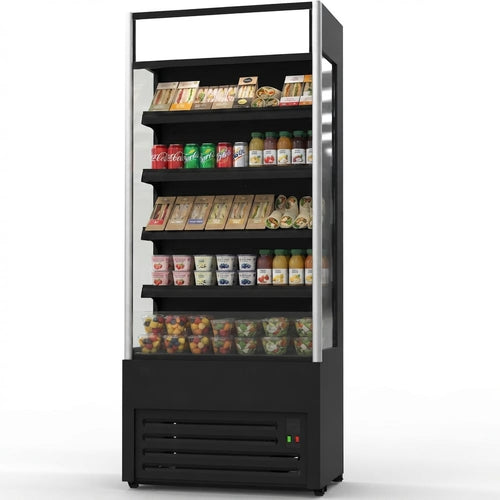 Wall Cabinet Multi Deck Refrigerator 230 litres Curved Front Black 700x720x2020mm - GTO3700