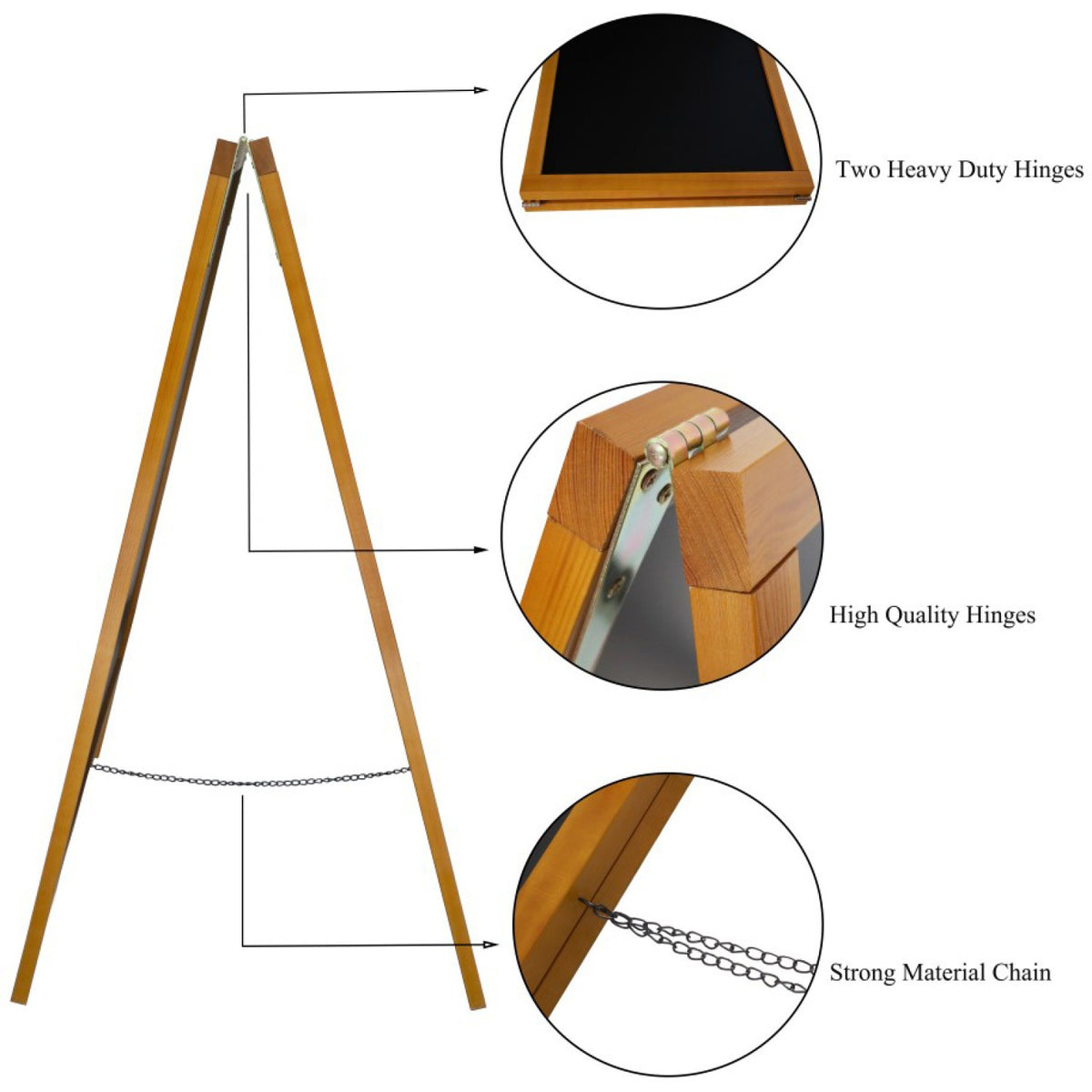 Pavement Chalk Board Beech Frame 710×690×1252mm - GWA226