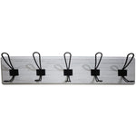 Rustic Wall Mounted 24" (610mm) Coat Rack with 5 Rustic Hooks Solid Pine Wood Whitewash - GWA314