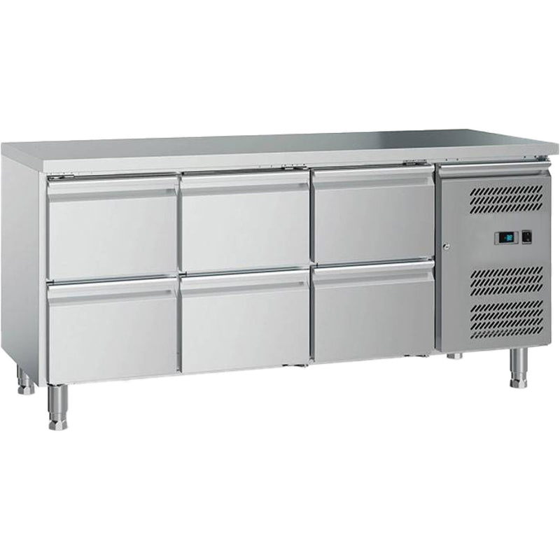 Commercial Refrigerated Counter 6 Drawers GN1/1 1600x700x650mm - GXX616