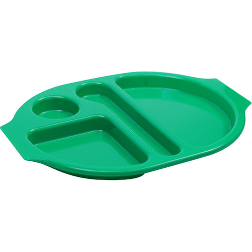 Compartment Fast Food Tray Green Polycarbonate (PC) 377x280x25mm - GZFH7166
