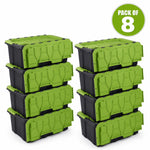 Pack of 8 Plastic Storage Box with Lid 57 litre 660x410x310mm Polypropylene - H0057F